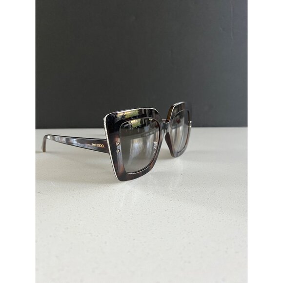 JIMMY CHOO Auri Dark Havana Square-Frame Sunglasses With Glitter Brown main image 6